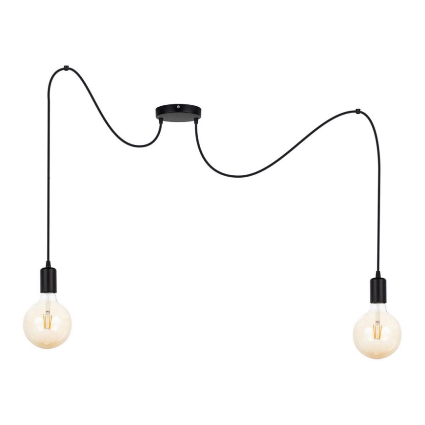 Luster na lanku MIROS 2xE27/60W/230V pavúk čierna