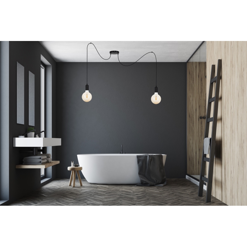 Luster na lanku MIROS 2xE27/60W/230V pavúk čierna