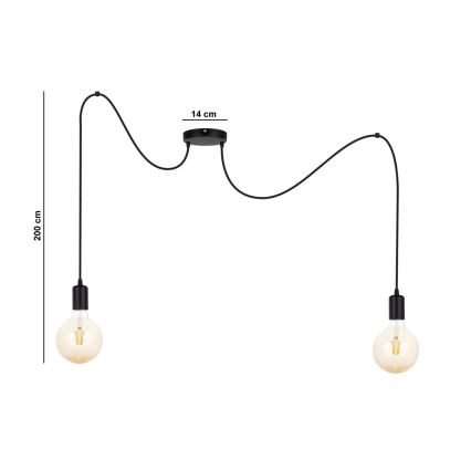 Luster na lanku MIROS 2xE27/60W/230V pavúk čierna