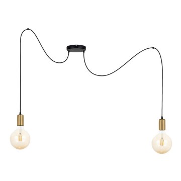 Luster na lanku MIROS 2xE27/60W/230V pavúk čierna/zlatá
