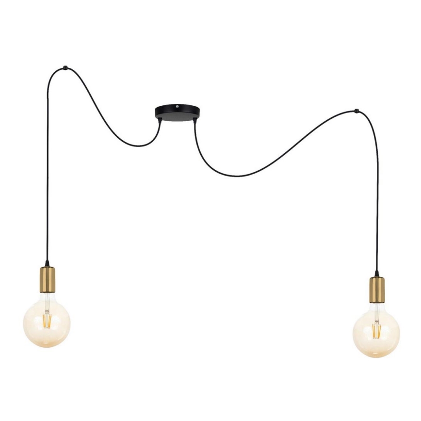 Luster na lanku MIROS 2xE27/60W/230V pavúk čierna/zlatá