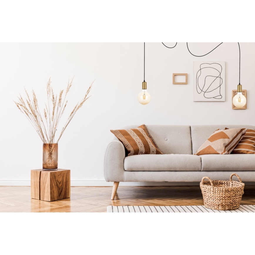 Luster na lanku MIROS 2xE27/60W/230V pavúk čierna/zlatá