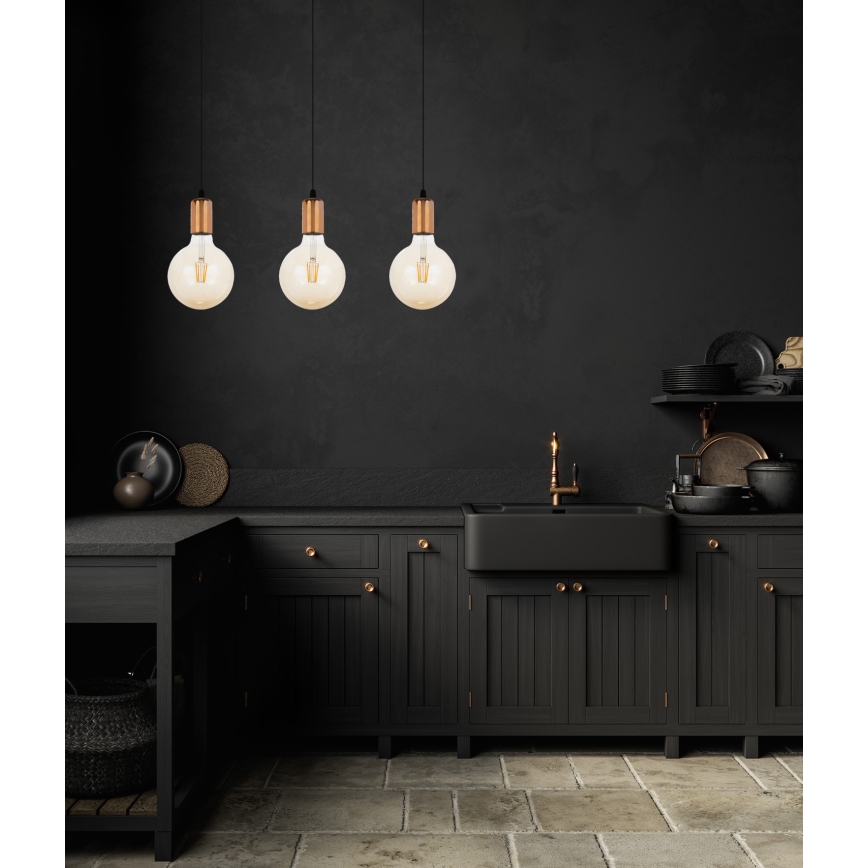 Luster na lanku MIROS 3xE27/60W/230V čierna/medená