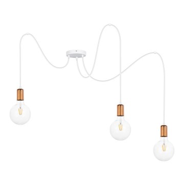 Luster na lanku MIROS 3xE27/60W/230V pavúk biela/medená