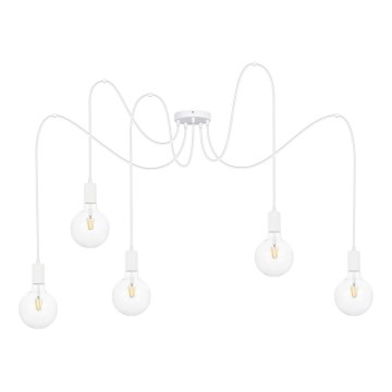 Luster na lanku MIROS 5xE27/60W/230V pavúk biela