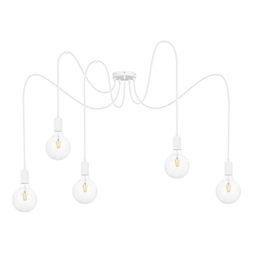 Luster na lanku MIROS 5xE27/60W/230V pavúk biela