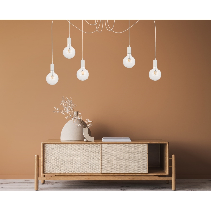 Luster na lanku MIROS 5xE27/60W/230V pavúk biela