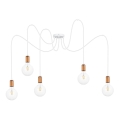 Luster na lanku MIROS 5xE27/60W/230V pavúk biela/medená