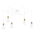 Luster na lanku MIROS 5xE27/60W/230V pavúk biela/zlatá