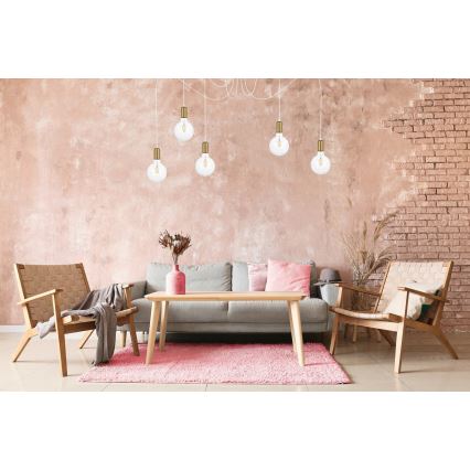 Luster na lanku MIROS 5xE27/60W/230V pavúk biela/zlatá