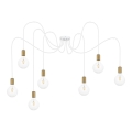 Luster na lanku MIROS 7xE27/60W/230V pavúk biela/zlatá