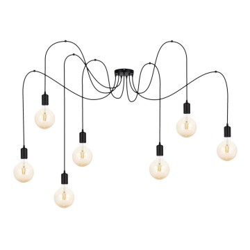 Luster na lanku MIROS 7xE27/60W/230V pavúk čierna