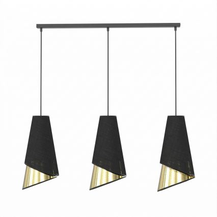 Luster na lanku MODA 3xE27/15W/230V čierna/zlatá
