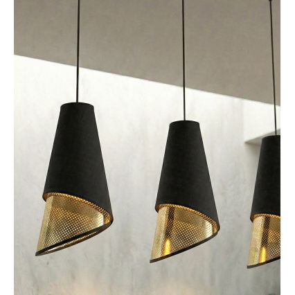 Luster na lanku MODA 3xE27/15W/230V čierna/zlatá