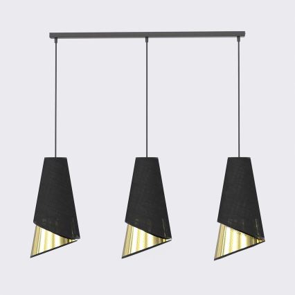 Luster na lanku MODA 3xE27/15W/230V čierna/zlatá