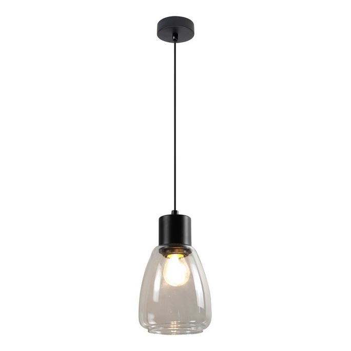 Luster na lanku MOLDO 1xE27/40W/230V čierna/číra