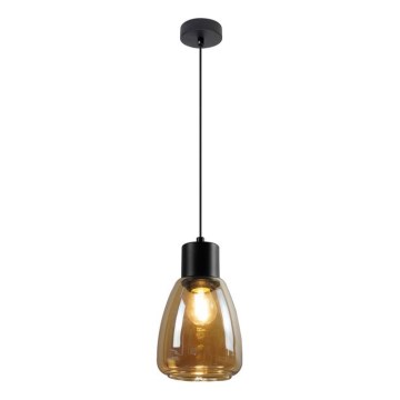 Luster na lanku MOLDO 1xE27/40W/230V čierna/dymová béžová