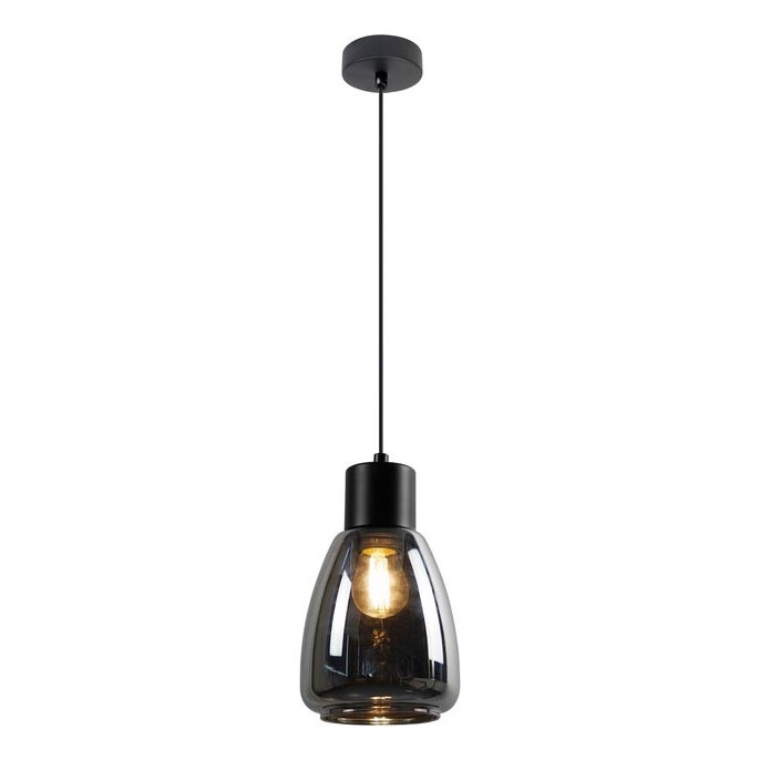 Luster na lanku MOLDO 1xE27/40W/230V čierna/dymová čierna
