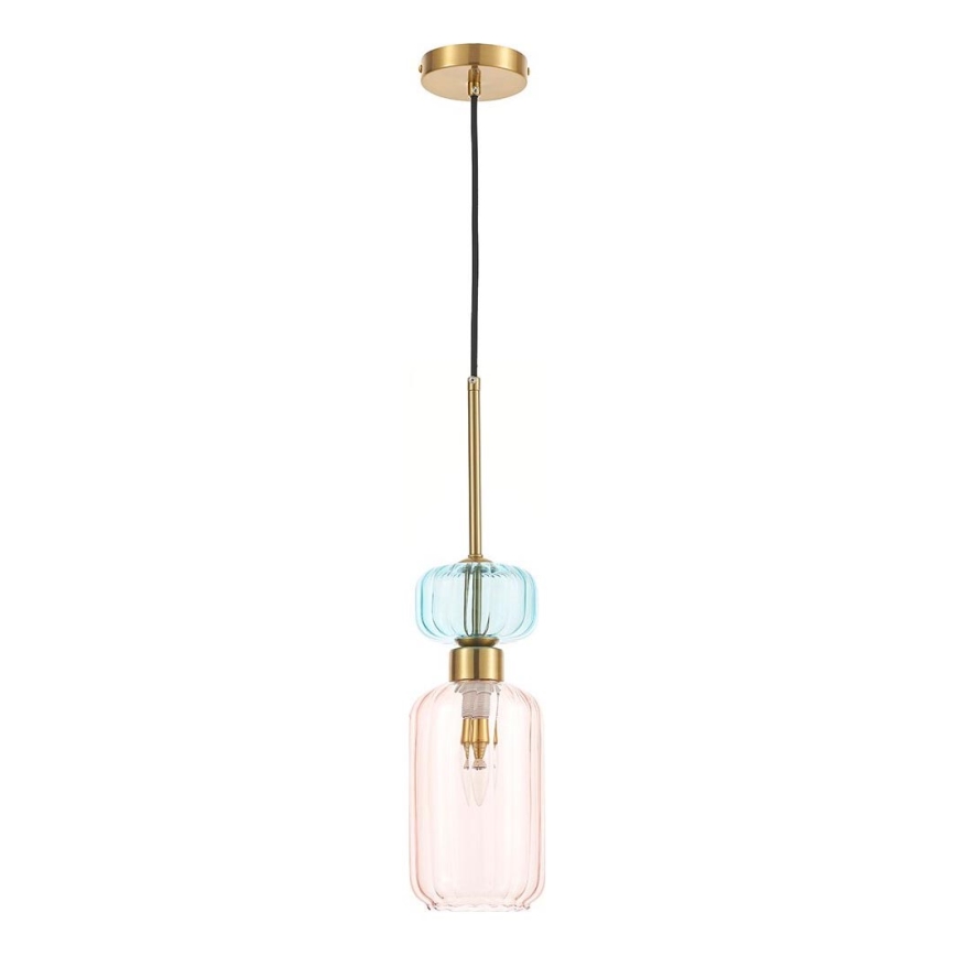 Luster na lanku MOLLY 1xE14/40W/230V pr. 12 cm zlatá/ružová/modrá