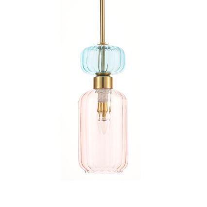 Luster na lanku MOLLY 1xE14/40W/230V pr. 12 cm zlatá/ružová/modrá