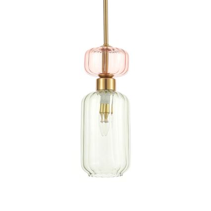 Luster na lanku MOLLY 1xE14/40W/230V pr. 12 cm zlatá/zelená/ružová