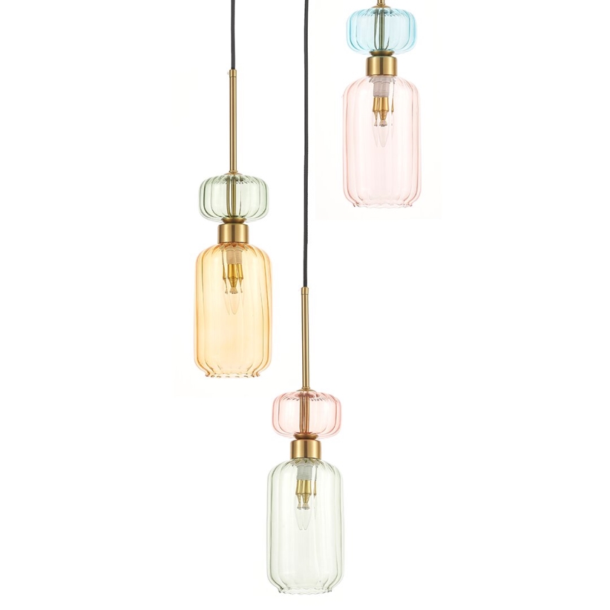 Luster na lanku MOLLY 3xE14/40W/230V pr. 38 cm pestrofarebná
