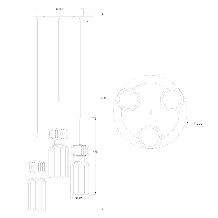 Luster na lanku MOLLY 3xE14/40W/230V pr. 38 cm pestrofarebná