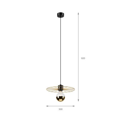 Luster na lanku MONTANA 1xE27/15W/230V pr. 30 cm zlatá/čierna