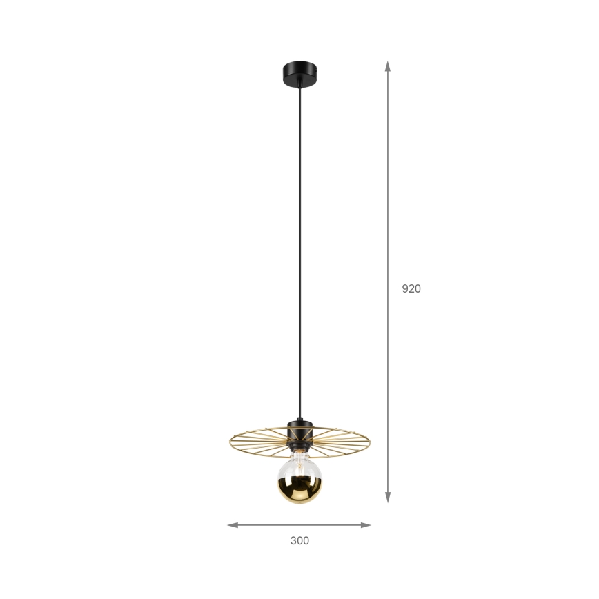 Luster na lanku MONTANA 1xE27/15W/230V pr. 30 cm zlatá/čierna