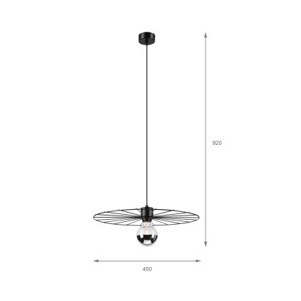 Luster na lanku MONTANA 1xE27/15W/230V pr. 45 cm čierna