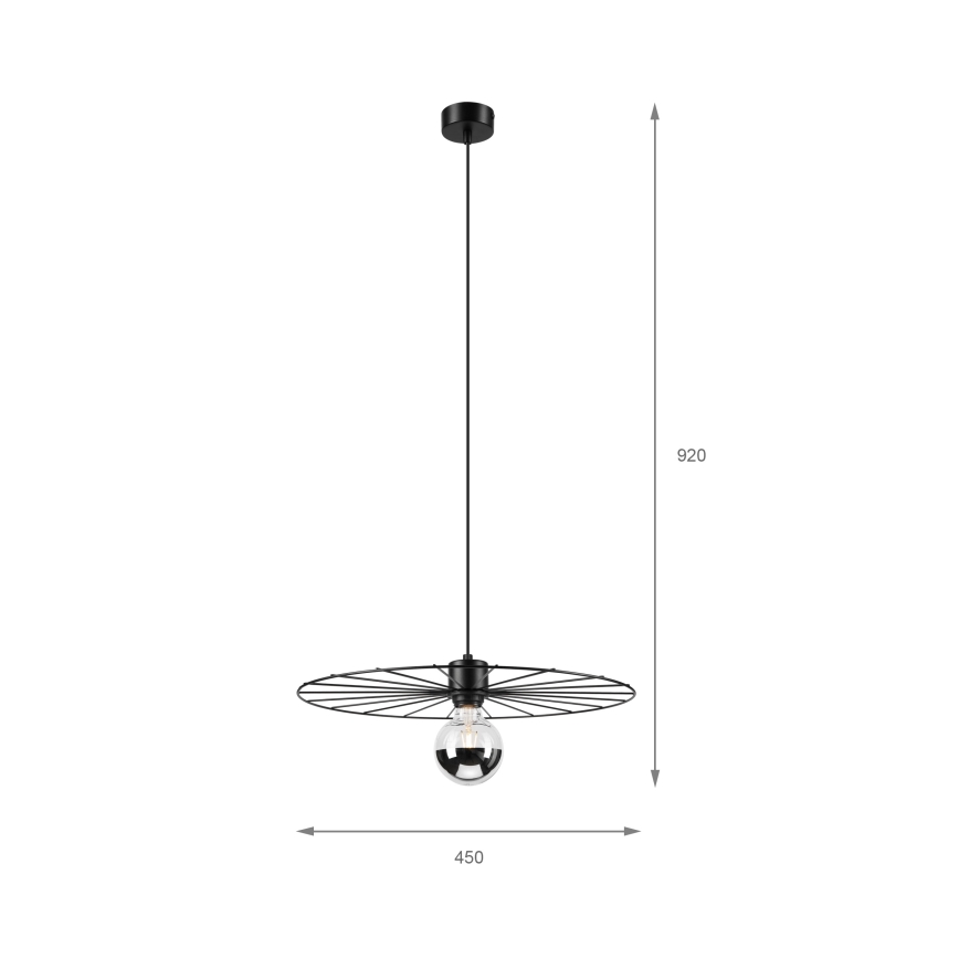 Luster na lanku MONTANA 1xE27/15W/230V pr. 45 cm čierna