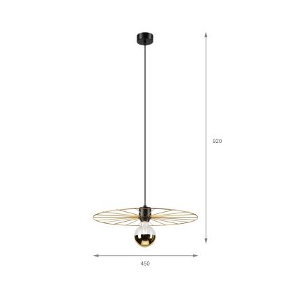 Luster na lanku MONTANA 1xE27/15W/230V pr. 45 cm zlatá/čierna