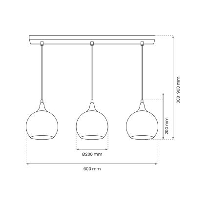 Luster na lanku MONTE 3xE27/60W/230V pr. 20 cm matný chróm