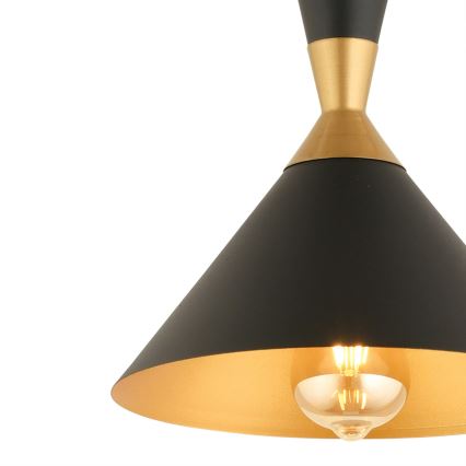 Luster na lanku MONZA 1xE27/40W/230V pr. 25 cm černá/zlatá