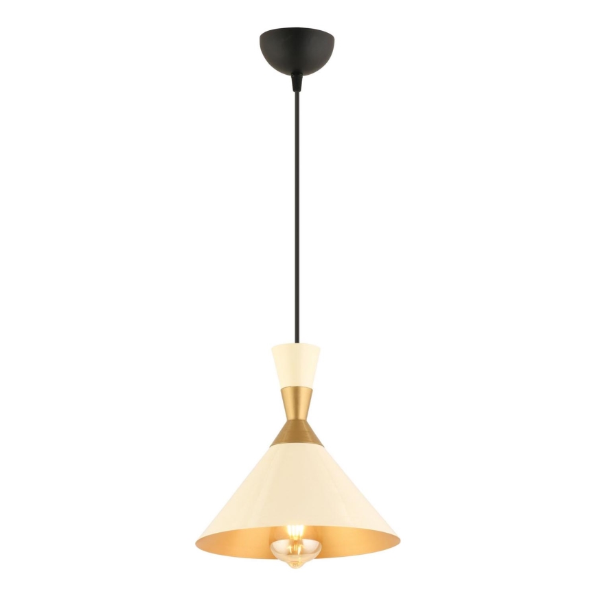 Luster na lanku MONZA 1xE27/40W/230V pr. 25 cm krémová/zlatá