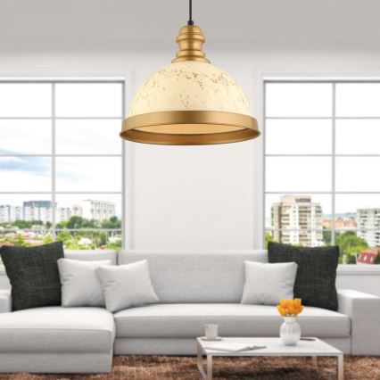 Luster na lanku MONZA 1xE27/40W/230V pr. 29 cm krémová/bronzová