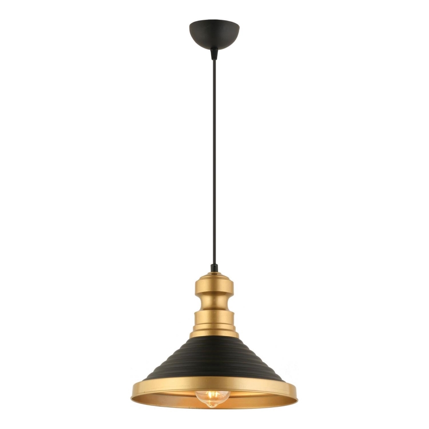 Luster na lanku MONZA 1xE27/40W/230V pr. 30 cm čierna/zlatá