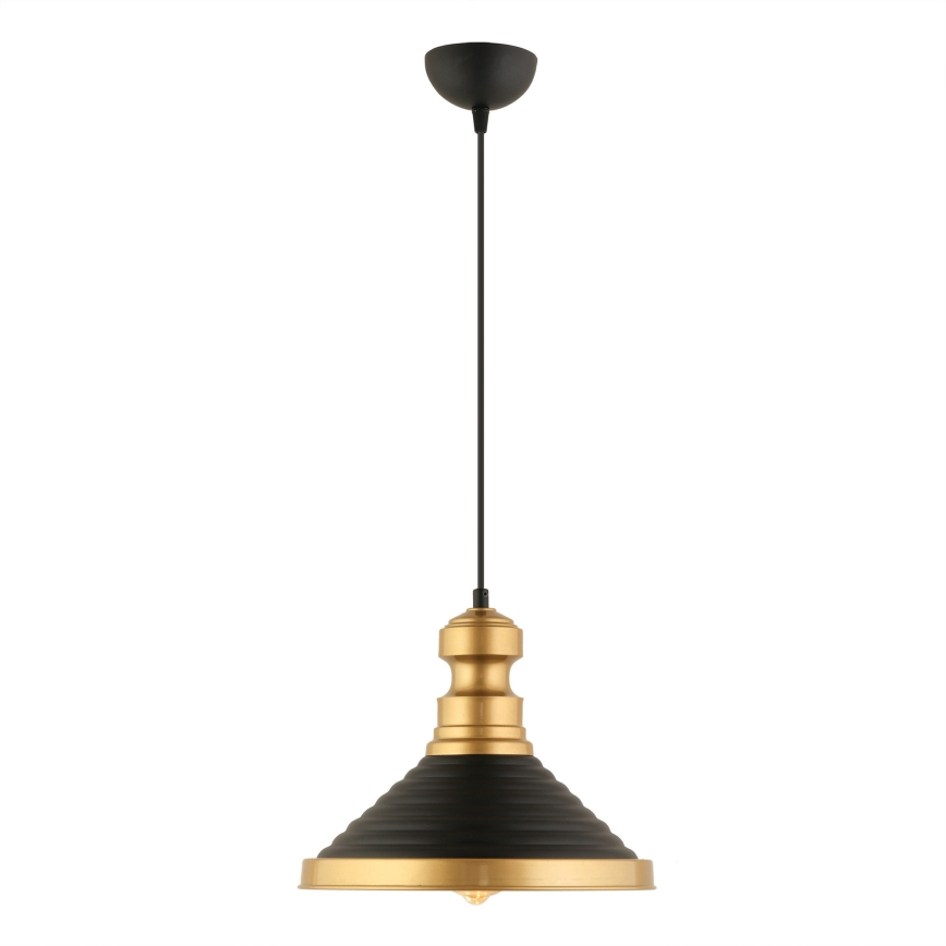 Luster na lanku MONZA 1xE27/40W/230V pr. 30 cm čierna/zlatá
