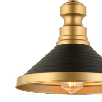 Luster na lanku MONZA 1xE27/40W/230V pr. 30 cm čierna/zlatá