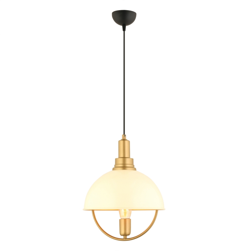 Luster na lanku MONZA 1xE27/40W/230V priemer 30 cm krémová/zlatá
