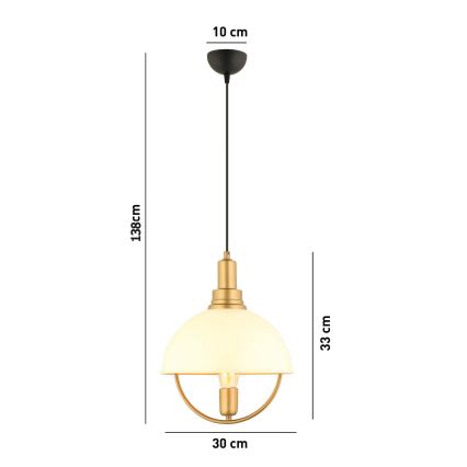 Luster na lanku MONZA 1xE27/40W/230V priemer 30 cm krémová/zlatá