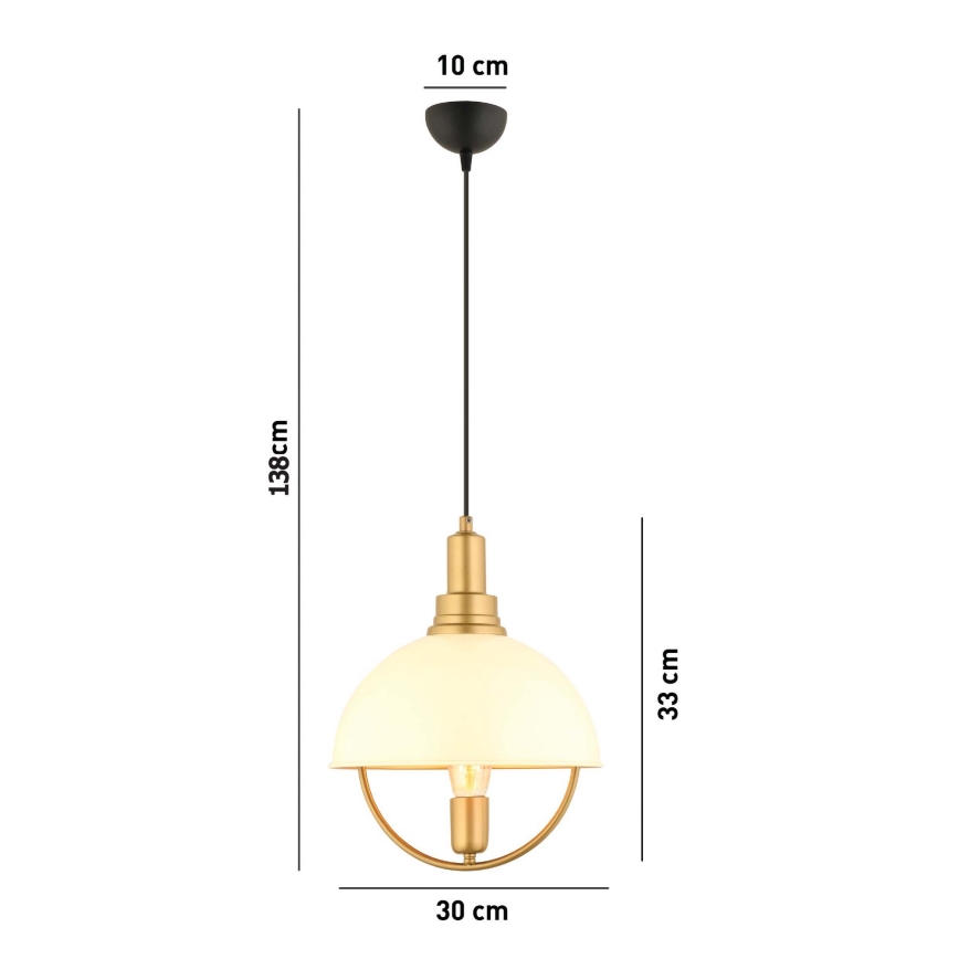 Luster na lanku MONZA 1xE27/40W/230V priemer 30 cm krémová/zlatá