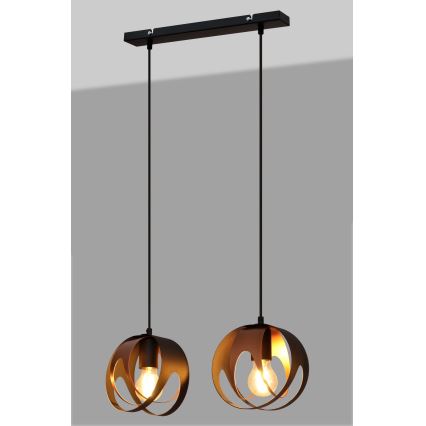 Luster na lanku MOONLIGHT 2xE27/15W/230V čierna/medená