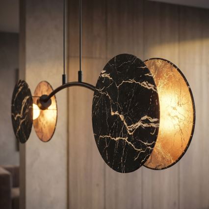 Luster na lanku MOTIF 2xE27/15W/230V čierna/zlatá