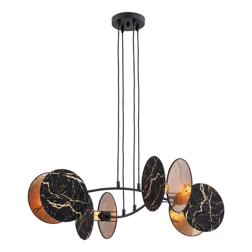 Luster na lanku MOTIF 4xE27/15W/230V čierna/zlatá