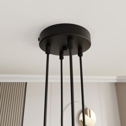 Luster na lanku MOTIF 4xE27/15W/230V čierna/zlatá