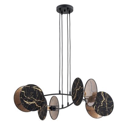 Luster na lanku MOTIF 4xE27/15W/230V čierna/zlatá