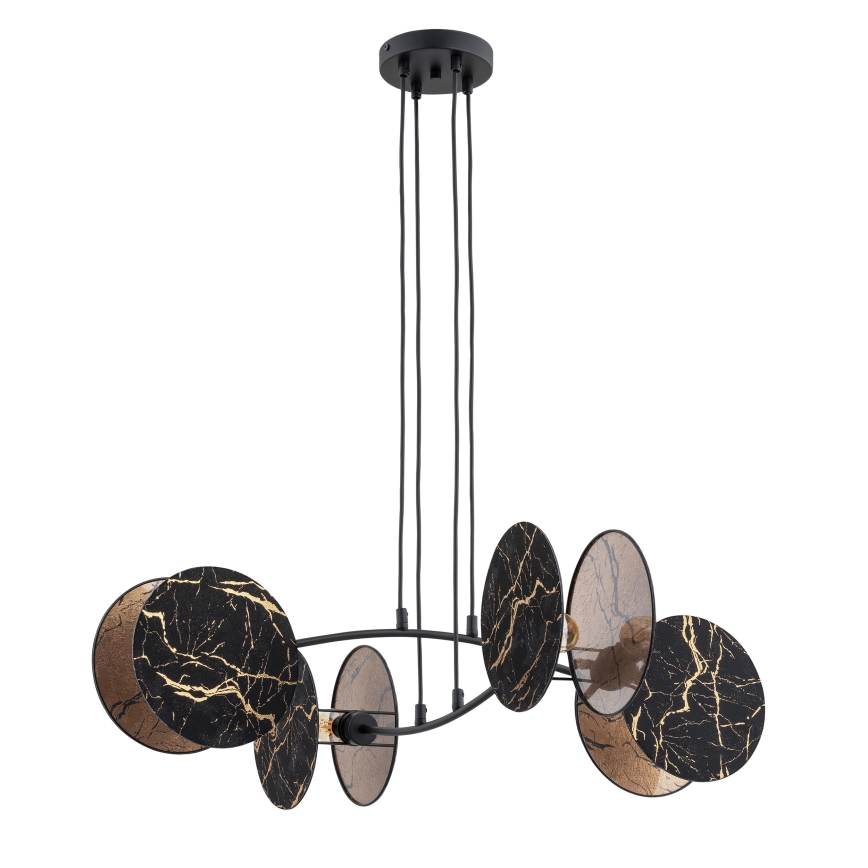 Luster na lanku MOTIF 4xE27/15W/230V čierna/zlatá