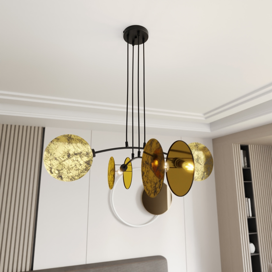 Luster na lanku MOTIF 4xE27/15W/230V zlatá