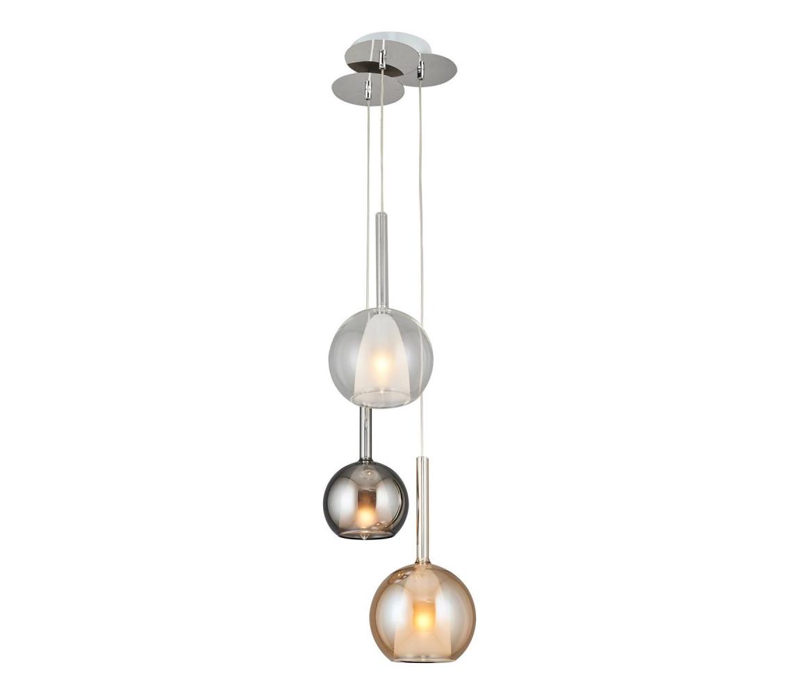 Luster na lanku MUSCAT 3xE14/40W/230V dymový/zlatý/priehľadný 414LRC1298